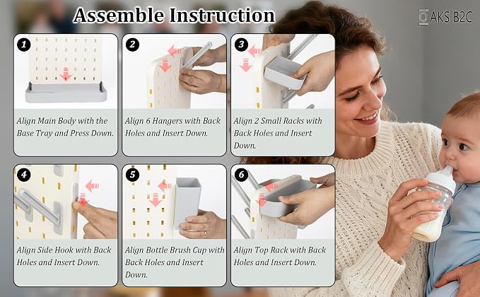 Baby Bottle Drying Rack Space Saving Countertop Vertical Rack - Image 4