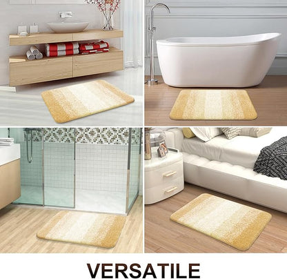 OLANLY Bathroom Rugs Mat 30x20, Extra Soft Absorbent Microfiber Bath Rugs, Rubber Backing, Quick Dry, Washable Bath Mats for Bathroom Floor, Tub and Shower, Home Decor Accessories, Light Yellow