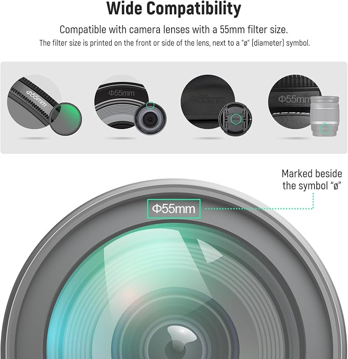 Neewer 55mm Lens Cap Kit, Lens Cover - Image 2