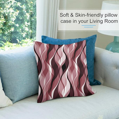Burgundy Throw Pillow Covers Modern Abstract Ombre Burgundy Striped Decorations for Bedroom Living Room Farmhouse Sofa Pillows Bed Couch 22x22 Inch