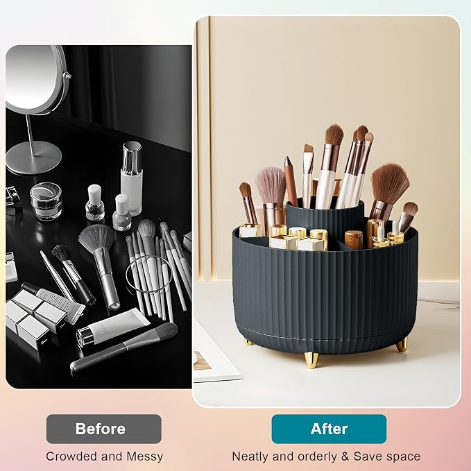 Makeup Brush Holder Organizer, 360° Rotating Makeup Brush Organizer, 5 Slot - Image 5