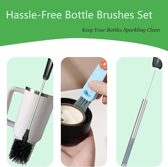 3 Pack Bottle Brush, 15 Inches Long Handle Water Bottle Cleaner Brush Set - Image 5