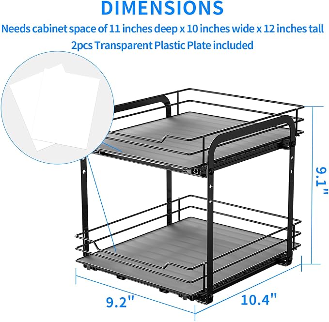 RCHYFEED Spice Rack Organizer for Cabinet, 2 Tier Pull Out Spice Racks for - Image 2