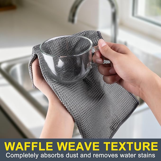 ITTAHO Waffle Weave Microfiber Towel, Reusable Absorbent Cleaning Cloth - Image 4