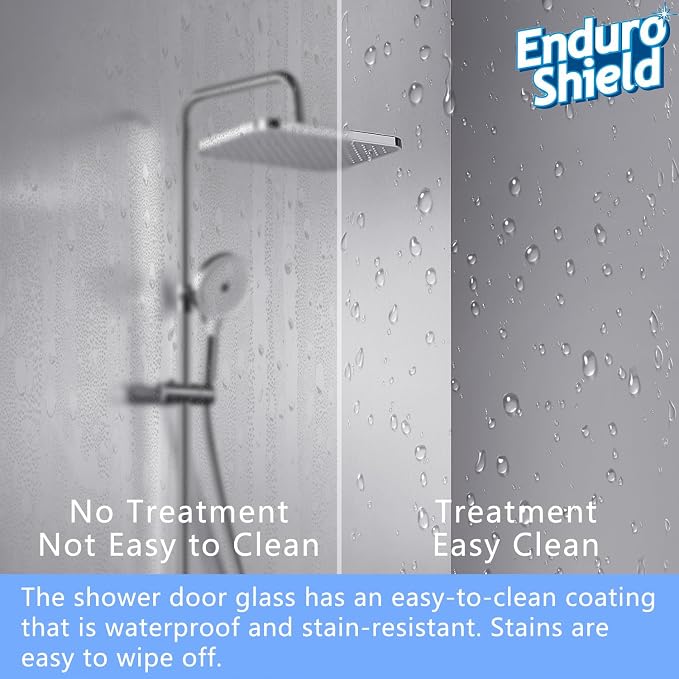 Frameless Soft Close Shower Door, 76 "H, 3/8" Clear Tempered Glass, Double - Image 4