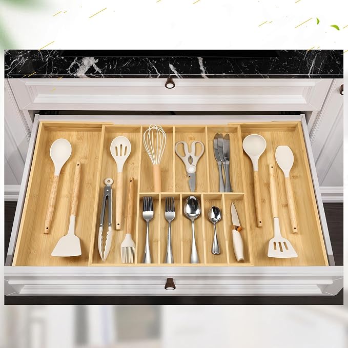 Fabsome Silverware Organizer for Cabinet Drawer, Expandable from 16.7'' to 30'' - Image 5