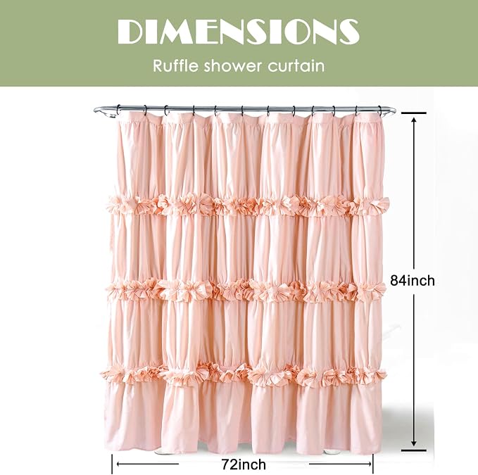 Peach Ruffle Shower Curtain, Vintage Handcrafted Bow Tie Bath Curtain - Image 6