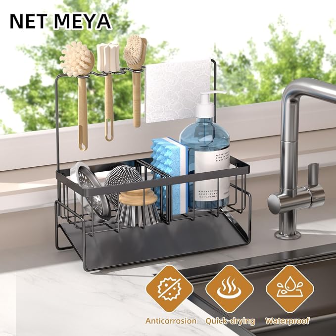 NET MEYA Sponge Holder for Kitchen Sink, Stainless Steel Sink Caddy - Image 5