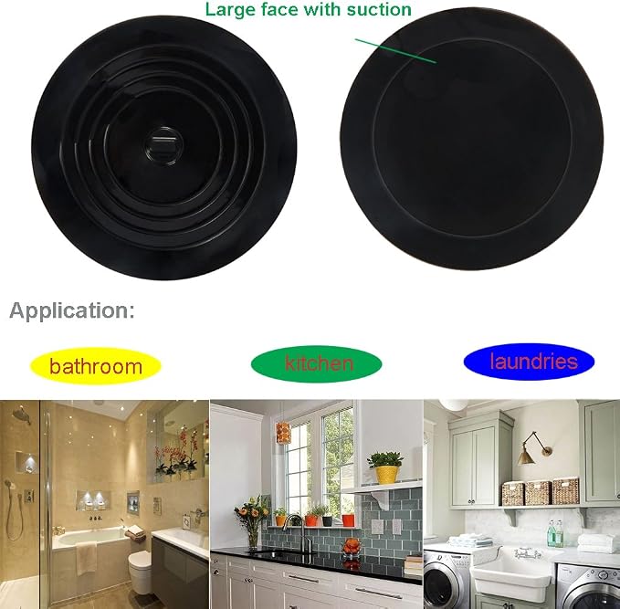 V-TOP Tub Stopper 2 Pack, 6 inches Large Silicone Drain Plug Hair Stopper Flat - Image 7