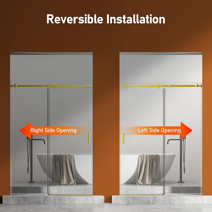 50-54 Inch Frameless Sliding Shower Door, 5/16" Clear Tempered Glass, Smooth - Image 8
