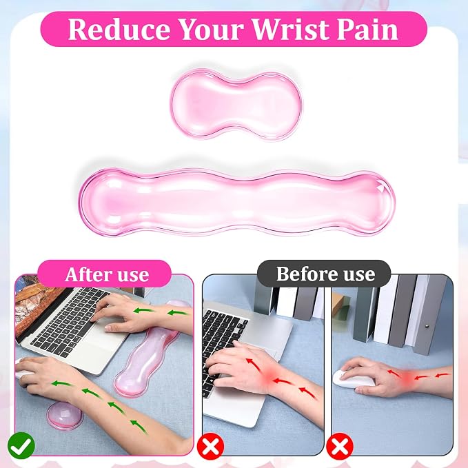 Ergonomic Gel Wrist Rest Set Anti Slip Silicone Keyboard and Mouse Pad Clear - Image 5