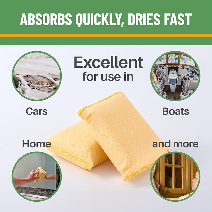 Evelots Car Windshield Cleaner Chamois, 2 Pack, Window Glass Defogger Sponge - Image 4