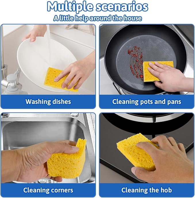 6 PCS Multi-Use Cellulose Kitchen Sponges Compressed Cellulose Sponges - Image 8