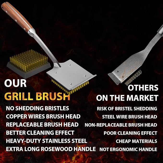 ENLOY 2-Pack Copper Wire Grill Brush Replacement Heads, Grill Brush and Scraper - Image 6