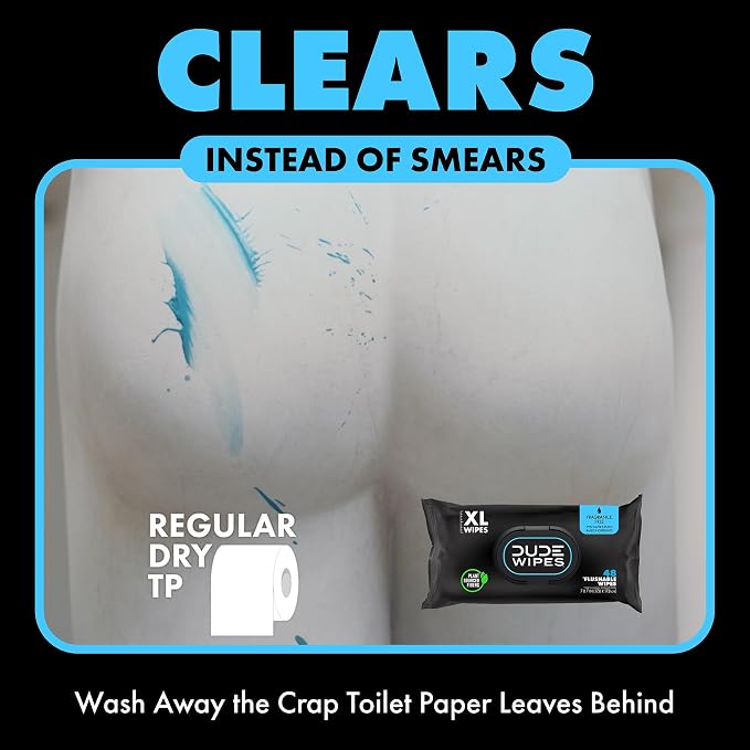 DUDE Wipes - Flushable Wipes Travel Package, Extra Large - Unscented - - Septic - Image 2