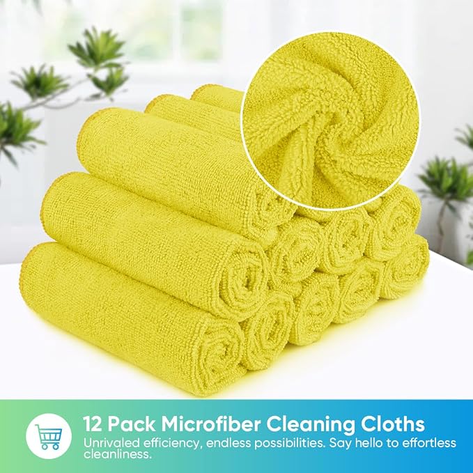 HOMEXCEL Yellow Microfiber Cleaning Cloth, 12 Pack Premium Microfiber Towels - Image 5