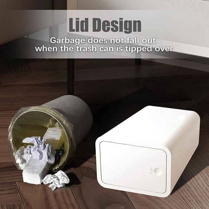 TIPGO Bathroom Trash Can with Lid, 10 Liter/ 2.6 Gallon Slim Garbage Can - Image 6