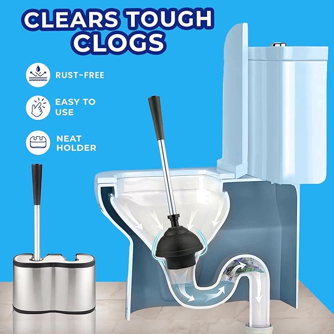 UMIEN 2 Pack Toilet Brush and Plunger Set 18-in - Image 4