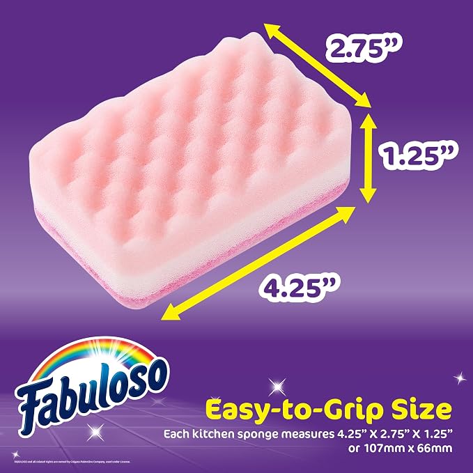 Fabuloso Scratch-Free Kitchen Dish Sponges, Rainbow Cellulose Scrubber Sponge - Image 5