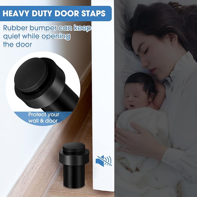 Chumia 30 Pcs Door Stopper Mounted Floor Stops Stainless Steel Cylindrical - Image 5