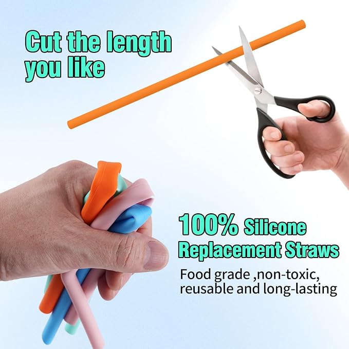 8 Pack Multicolor Silicone Stanley Straw Replacement 40 oz 30 oz, Reusable Long - Image 4