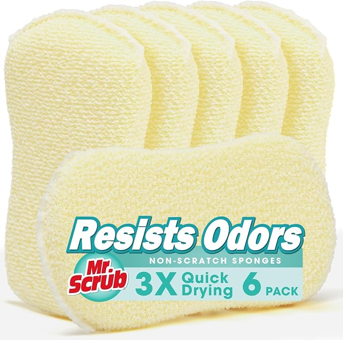 Sponges Kitchen Scrub Dish Sponge Scouring Pad, 6 Pack Cleaning Brush Scrubber by MrScrubCleaninghelpers