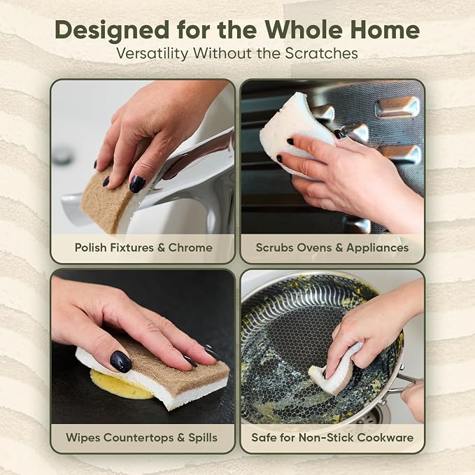 Plant-Based Kitchen Sponges | FSC-Certified & PETA Approved | Natural Cellulose - Image 6