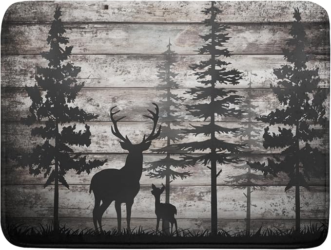 Forest Deer Dish Drying Mat Wildlife Animal Decorative Microfiber Dishes Pad by Giwawa