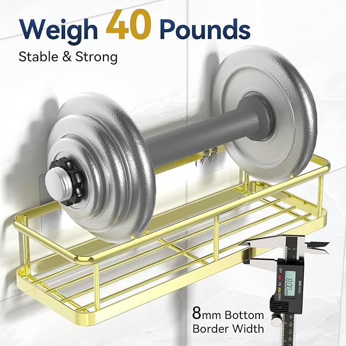 YASONIC Shower Caddy Adhesive, No Drill Bathroom Shower Organizers, - Image 3