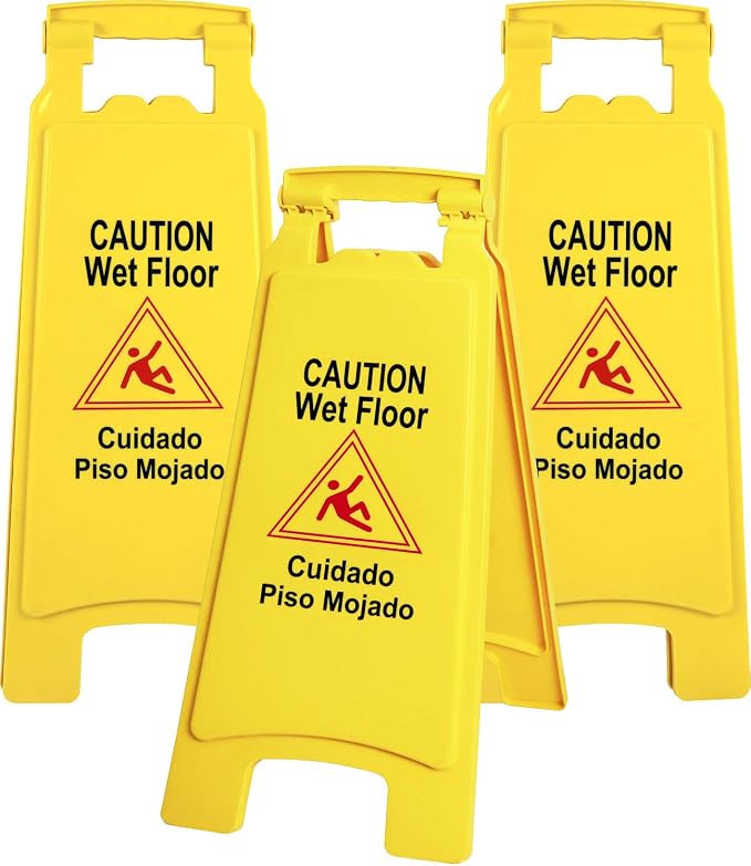 Galashield Wet Floor Sign 3 Pack 2-Sided Safety Yellow Warning Signs Commercial by Galashield