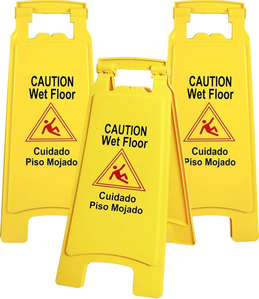 Galashield Wet Floor Sign 3 Pack 2-Sided Safety Yellow Warning Signs Commercial by Galashield