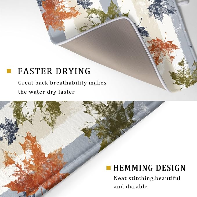 Autumn Colorful Maple Leaves Dish Drying Mat - Image 3