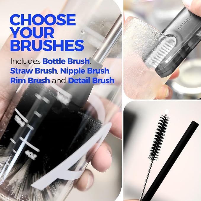 Holikme 6 Pack Bottle Brush Set, 3 Straw Brushes, 3-in-1 Bottle Cleaning Brush - Image 5