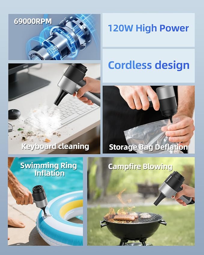 Mini Car Vacuum with 17000Pa High Power Suction, Portable Handheld Vacuum Blow - Image 5