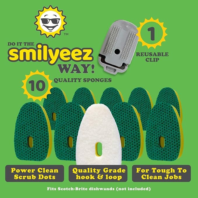 Smilyeez No Plastic Heavy Duty Green Dotted Sponge Refill - Image 3
