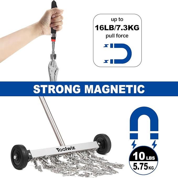 Toolwiz 15" Rolling Magnetic Sweeper 10lbs, - Image 4