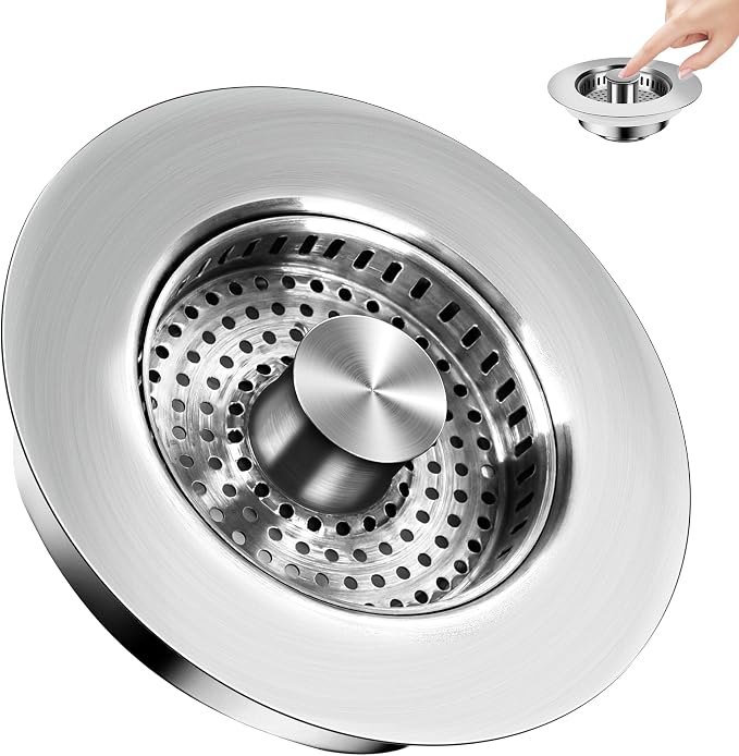3 in 1 Kitchen Sink Drain Strainer ，304 Stainless Steel Kitchen Sink Stopper by Buowinixi