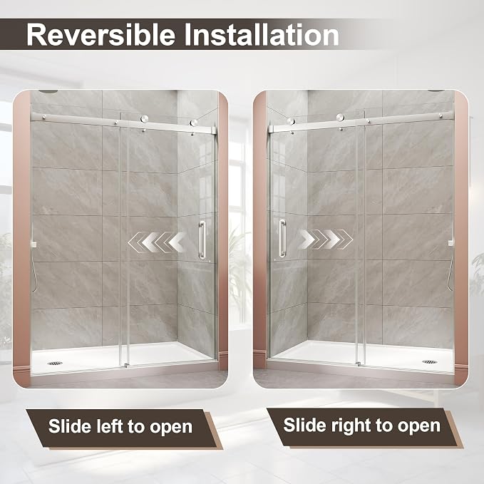 Frameless Shower Door, Single Sliding Glass Shower Door - Image 6