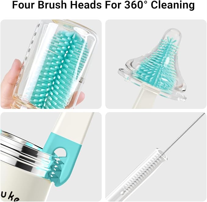 Baby Bottle Brush Cleaner Set - 10 in 1 Travel Bottle Cleaning Brush Kit - Image 4