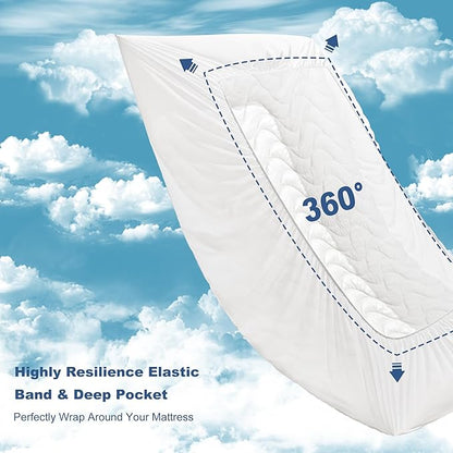 GRT Twin Mattress Protector, 100% Waterproof Mattress Protector Twin with Dual-Layers Protection, Noiseless Quilted Fitted Mattress Pad Cover with 8"-26" Deep Pocket