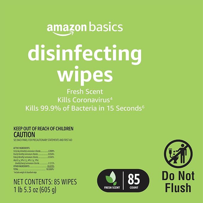 Amazon Basics Disinfecting Wipes, Lemon & Fresh Scent, - Image 4
