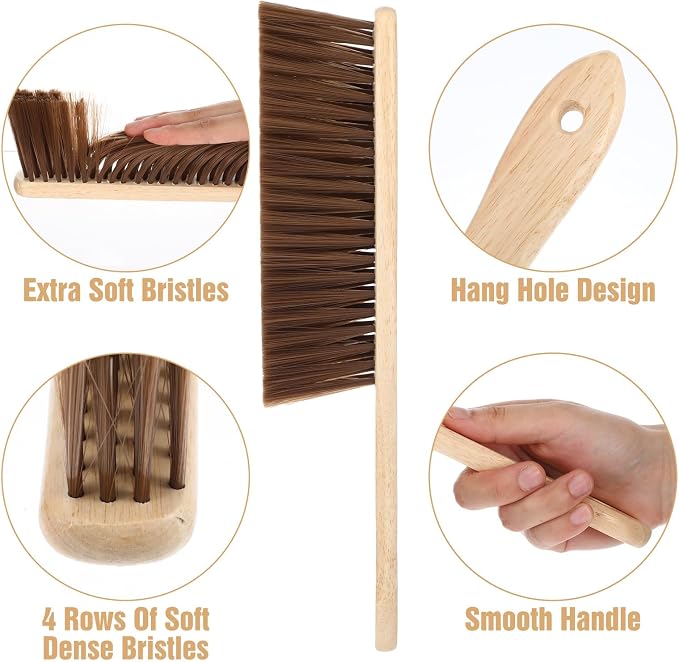 8 Pieces Wooden Dust Brush Bulk Hand Broom Bench Soft Bristle Cleaning Brushes - Image 3