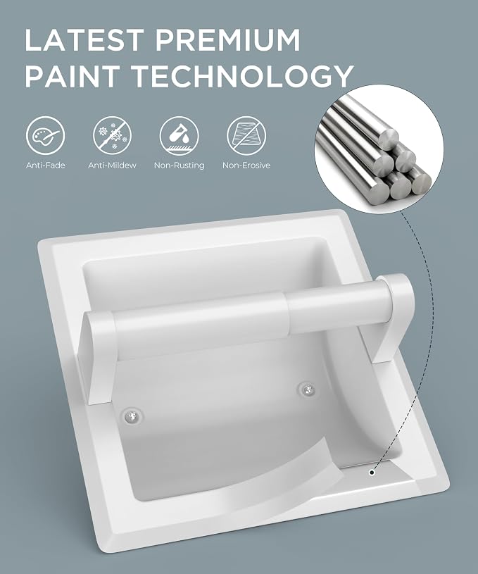 FORIOUS Recessed Toilet Paper Holder, Stainless Steel Durable Tissue Roll - Image 4