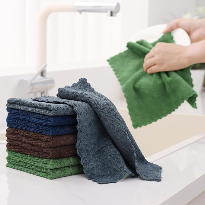 Homaxy 12 Pack Kitchen Dish Cloths, Super Soft and Absorbent Coral Velvet Dish - Image 3