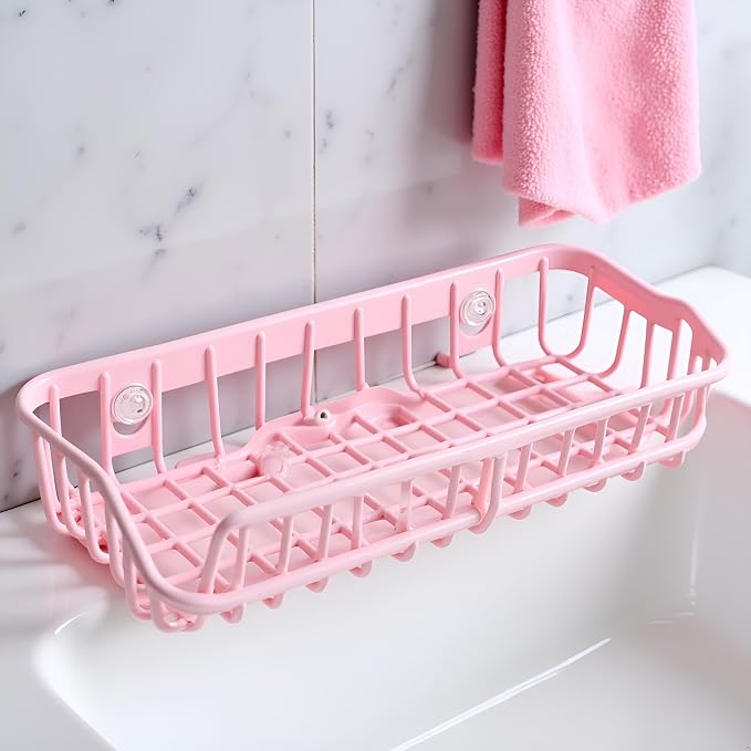 Pink Multifunctional Drain Rack, Hanging Storage Rack Drain Rack Sink Shelf - Image 7