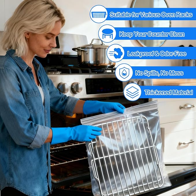 Palksky Oven Rack Cleaning Bags, 27.5''*19.6'' Heavy Duty No Scrub Oven Rack - Image 4