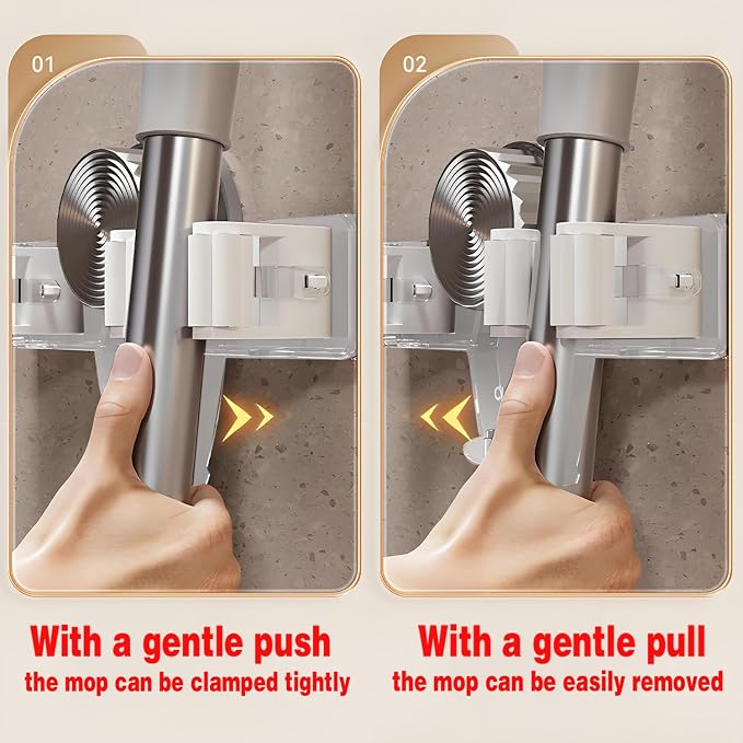 4 Pack Broom Holder Mop Hanger Wall Mount, No Drill Suction Cup Mop and Broom - Image 4
