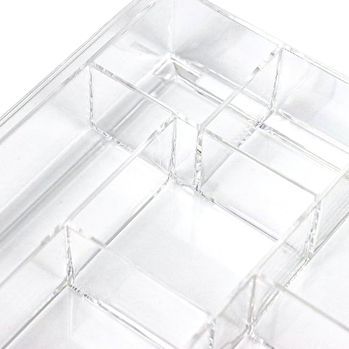 8-Section Clear Drawer Organizer, Large Acrylic Drawer Divider Tray - Image 4
