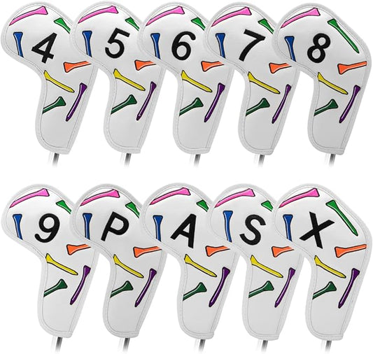 Golf Iron Head Covers 9/10pcs Leather Golf Club Covers by montelagolf