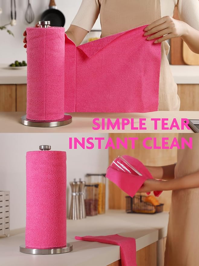 Tear-A-Rag Roll -50 Pack, 12 x 12" Microfiber Cleaning Cloth, Reusable Towels - Image 2